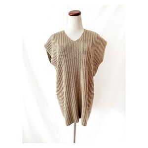 vintage 1980s gold metallic sweater vest / long sleeveless sweater / andrea jovi